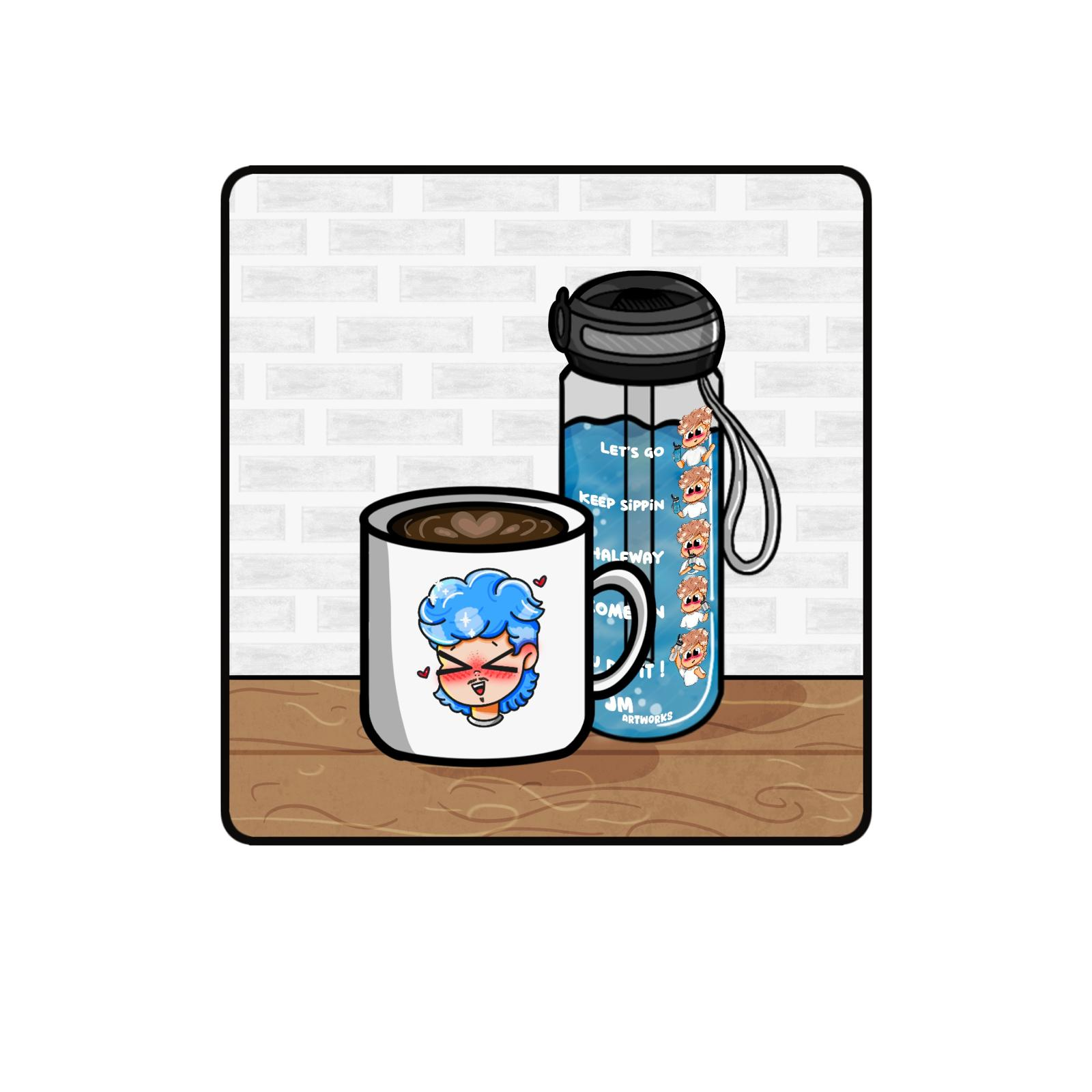 Illustratie gebruikt op mokken en drinkflessen van JM Artworks