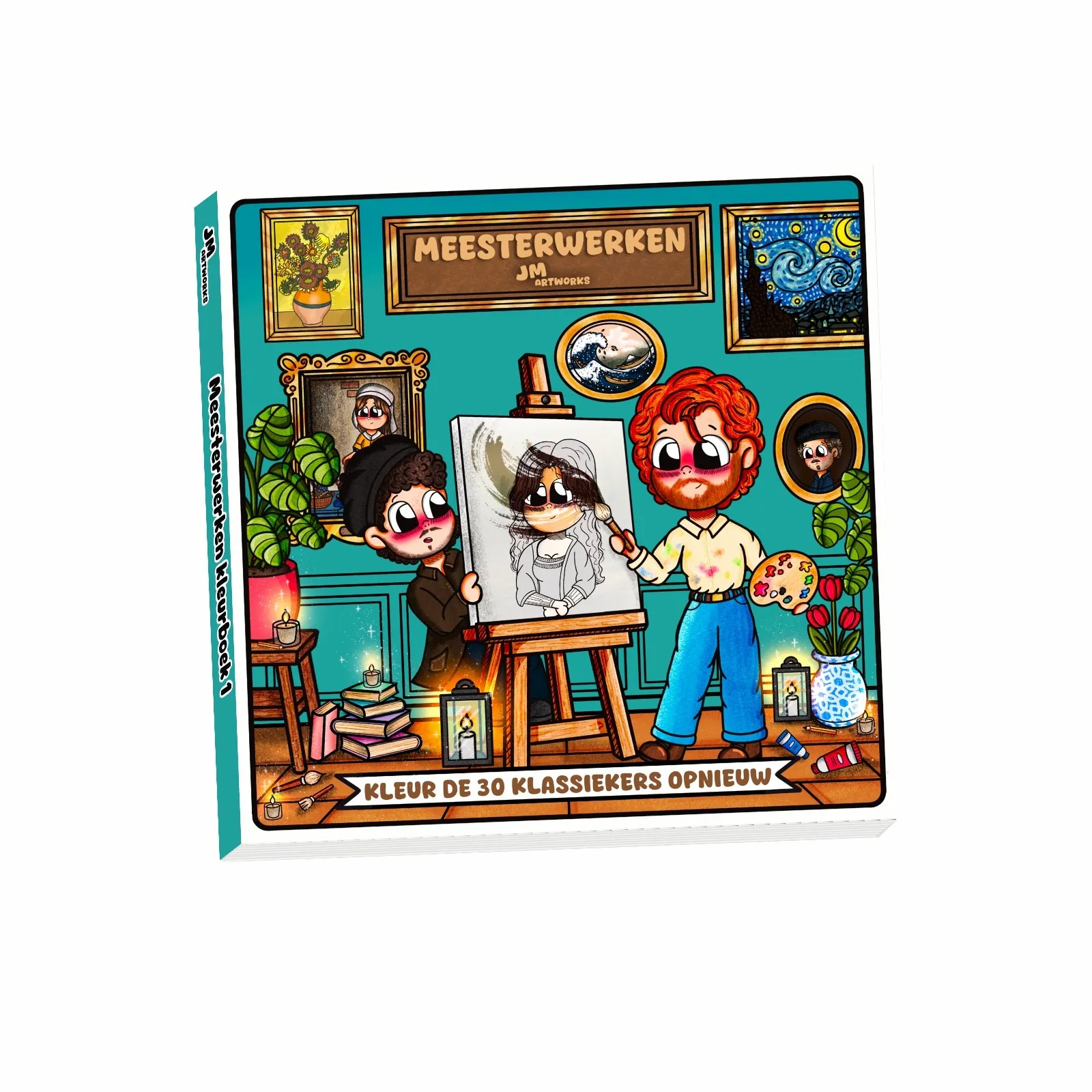 Kleurboek Meesterwerken van JM Artworks, handgetekend door Jelle Monderman